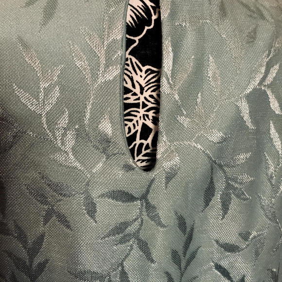 Vintage Anthony Richards Scoop Neck Floor Dress Long Sleeve Floral Women 16 Blue - Picture 6 of 9